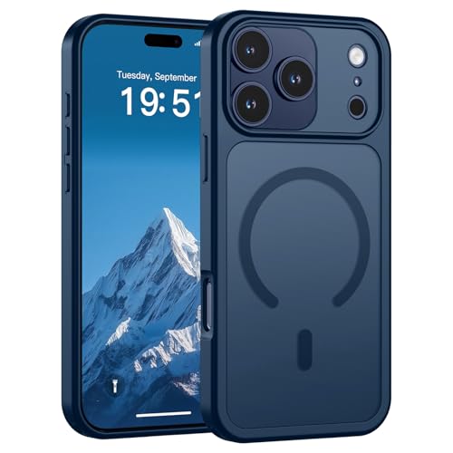 Image of SUPFINE Magnetic for iPhone 17 Pro Max Case Deep Blue | (Compatible with MagSafe)(Military Grade Drop Protection)(Camera Protection)Translucent Matte Phone Cover