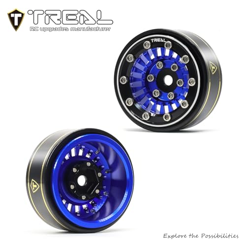 TREAL SCX24 1.0'' Beadlock Wheels (4-Pack) - Type C Blue Alloy Wheels for 1/24 Micro RC SCX24 Bronco, Gladiator, C10, Deadbolt - image 4