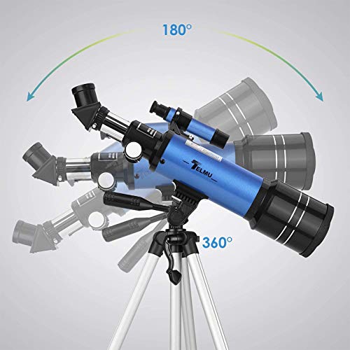 TELMU Telescope, 70mm Aperture 400mm AZ Mount Astronomical Refracting Telescope Adjustable(17.7In-35.4In) Portable Travel Telescopes with Backpack, Phone Adapter
