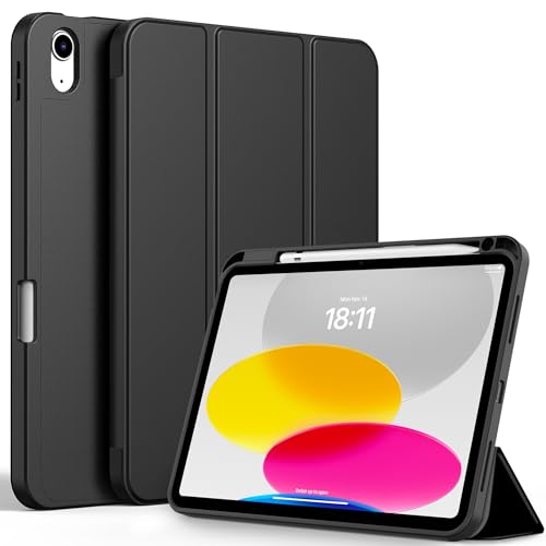 CACOE Funda Compatible con iPad 11.ª Generación (A16) 11' 2025 / iPad 10.ª Generación 10.9' (2022) (A2757/A2777), Funda Trasera Transparente Ultrafina con Portalápices,Negro