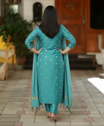 Image of GoSriKi Viscose Printed Kurta for Women | Kurti Set Woman | Kurta with Pant & Dupatta | Straight Ethnic Suit | Indian Outfit Ladies Dress Stylish Traditional Clothing Party Office Fashion Look Style