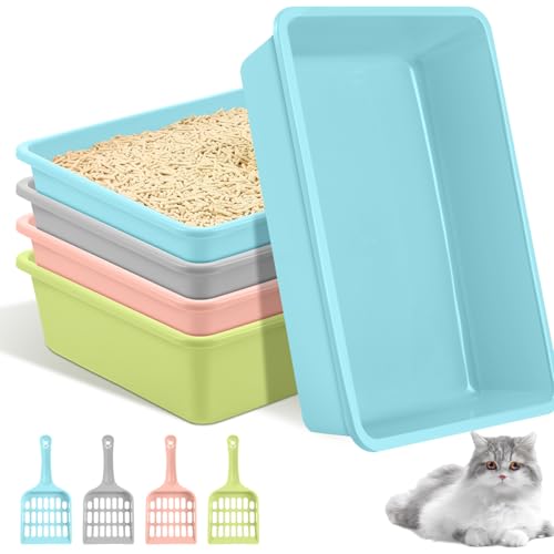 Amyhill 4 Pcs Cat Litter Box with Scoopers