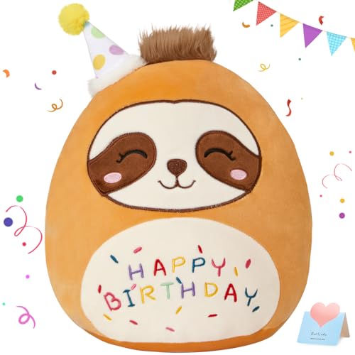 CozyWorld 15' Birthday Sloth Plush Stuffed Animals Original Cute Sloth Plushie Large Cuddle Pillow Happy Birthday Gift for Kids Boys Girls