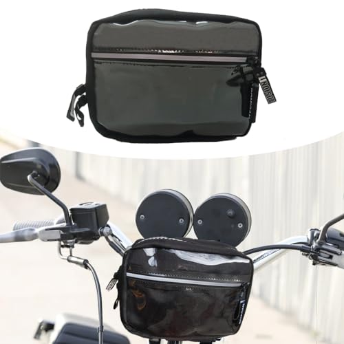 BOMIGAN Waterproof Motorcycle Handlebar Bag – Universal Tool Storage for Harley, Softail, Dyna | Sissy Bar & Front Fork Mount | Fits Sportsters, Street Bob Fxbb