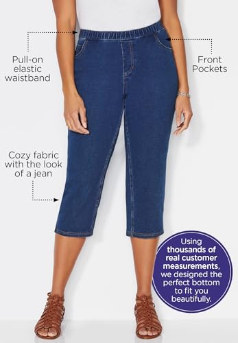 Catherines Women's Plus Size The Knit Jean Capri (with Pockets)2