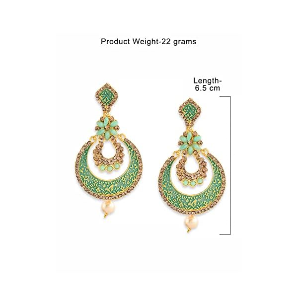 Zaveri Pearls Gold Tone Beautifully Enamelled Dangle & Drop Earring For Women-ZPFK7345 - Image 10