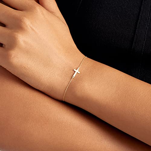 14k Real Gold Cross Bracelet | 14k Solid Gold Crucifix Bracelet for Women3