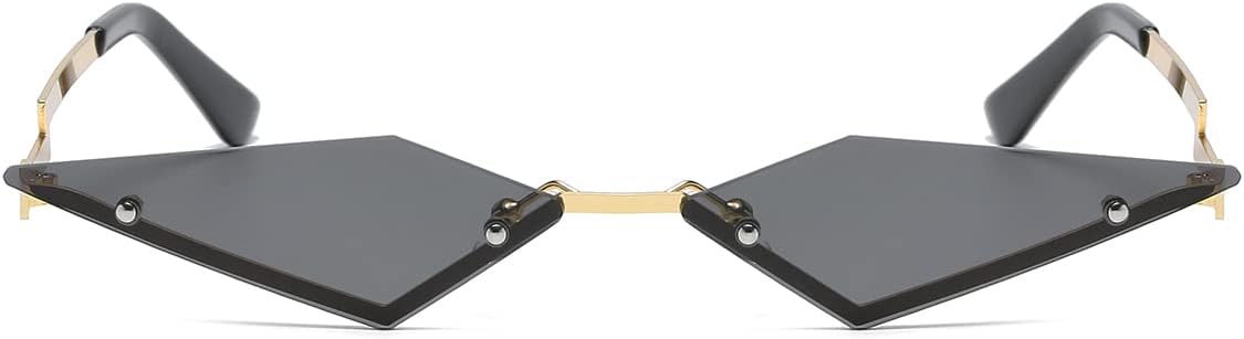 JOVAKIT Rimless Lozenge Sunglasses for Women Men Fashion Polygon Sun Glasses Metal Frame Rave Party Halloween Eyeglasses - Image 2