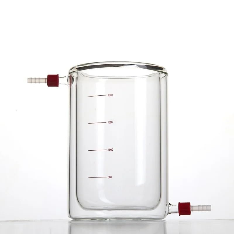 Vaso de precipitados con Camisa, 50 ml, 100 ml, 250 ml, 500 ml, 1000 ml, 2000 ml, con Boquilla pequeña Desmontable GL14 mm, Vidrio de borosilicato, B18(50mL-B180050Z)