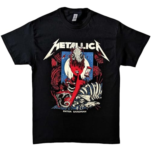 T-shirt Metallica Enter Sandman Rock Off noir en coton pour homme et femme