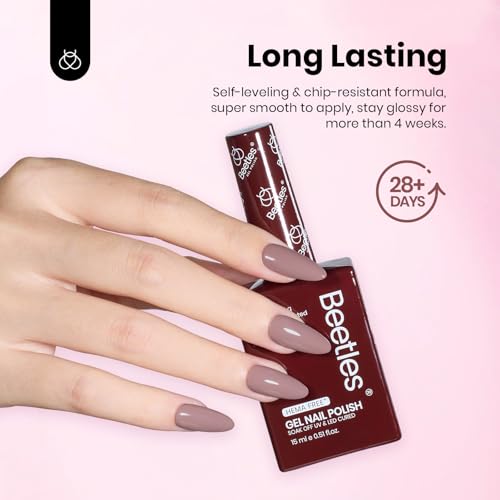 Image of Beetles Fall Gel Polish Set - 6 Colors Hema-Free Neutral Nude Pink Brown Gel Polish Kit, Same Color Bottle Gel Soak Off UV LED Nail Gel for Manicure at Home or Salon