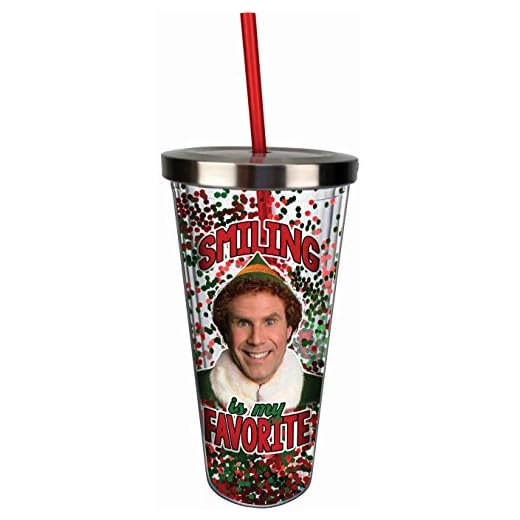 Spoontiques - Glitter Filled Acrylic Tumbler - Glitter Cup with Straw - 20 oz - Stainless Steel Locking Lid with Straw - Double Wall Insulated - BPA Free - Smiling