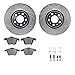 Dynamic Friction Company Front Brake Rotors-Drilled and Slotted-Silver with 5000 Euro Ceramic Brake Pads includes Hardware 7612-27043
