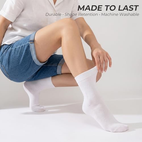 Image of Josnown Crew Socks for Women, Thin Cotton Casual Soft Aesthetic Womens Socks 5 Pairs
