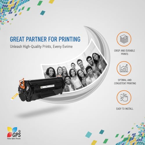 Image of GPS Colour Your Dreams 12A (Q2612A) Black Laser Toner Cartridge, Compatible for HP LaserJet 1010, 1012, 1018, 1020, 3050, M1005 MFP & Canon LBP 2900 Printers (1pcs)