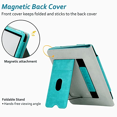 Rsaquar Kindle Paperwhite Case For 11Th Generation 6.8" And Signature Edition 2021 Released, Premium Pu Leather Cover With Auto Sleep Wake, Hand Strap, Card Slot And Foldable Stand, Sky Blue #TOP7