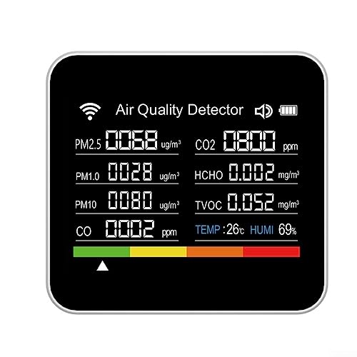 Monitor qualità dell'aria 15 in1, rilevatore di anidride carbonica, misuratore di temperatura/umidità , tester di anidride carbonica, nero