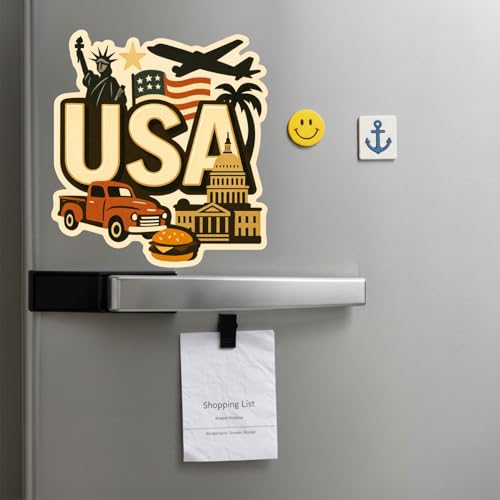 Image of Souvenir Fridge Magnet | 4x3 Inch Collectible Travel Decor | Strong & Durable Refrigerator Magnet with Iconic Landmarks for Travelers (USA)