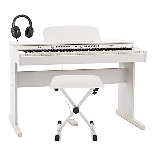 Pack avec Piano Numérique DP-6 par Gear4music et Accessoires Blanc - Les Beatles, Paul McCartney, John Lennon, RIngo Starr, George Harrison Pack avec Piano Numérique DP-6 par Gear4music et Accessoires Blanc
