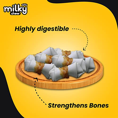 Image of Dogaholic Milky Chew Cheese & Chicken Bone Dog Treats, Protein Rich Milky Snacks for Dogs of All Breeds and Ages, Helps Muscle Development, Pack of 2,All Life Stages