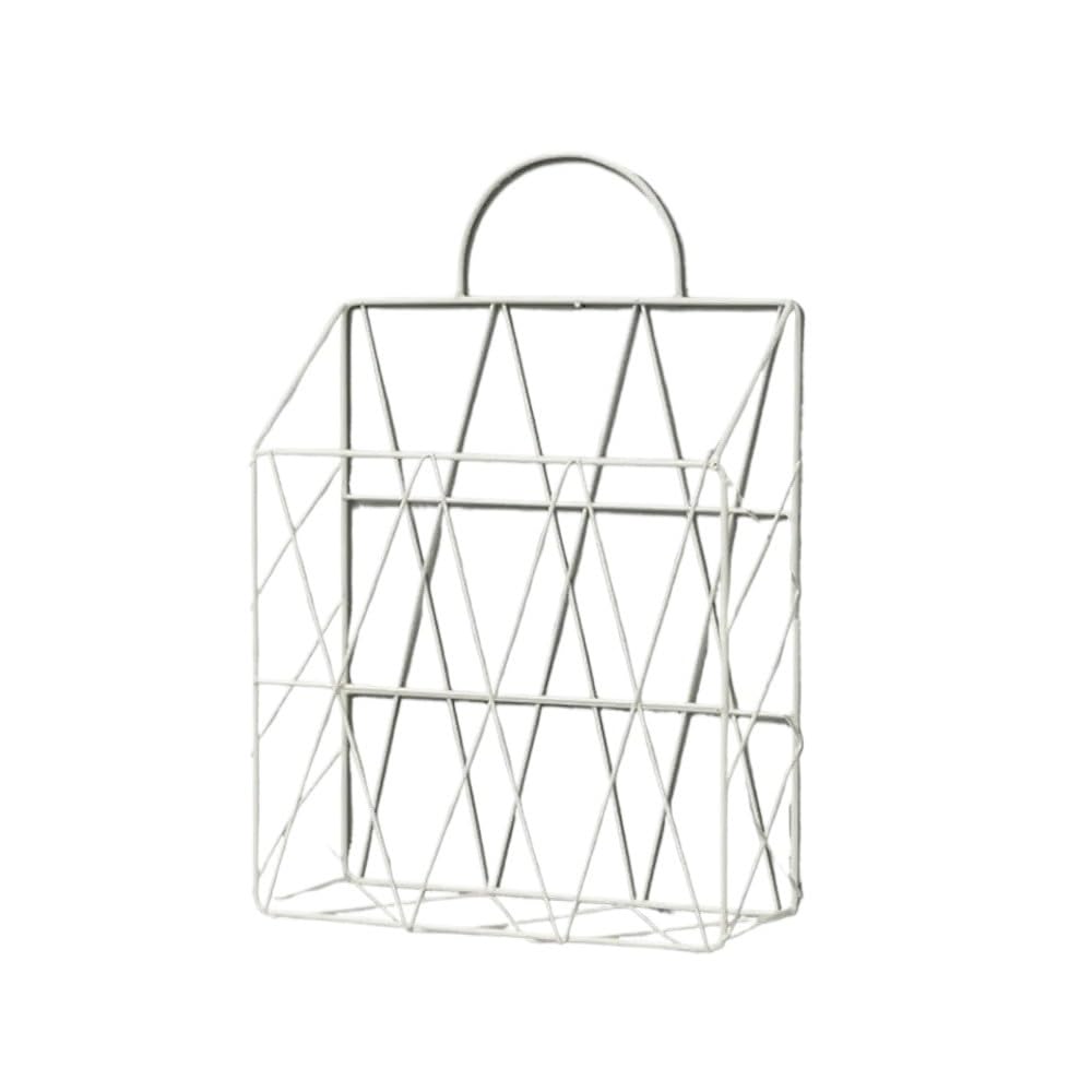 An der Wand montierter Zeitschriftenablage-Organizer, Hängedokumente, Ordnerhalter aus Metalldraht for Zeitschriften, Romane, Rezepte(White)