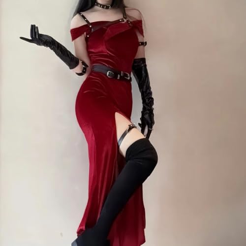 Love and Deepspace girl dress girl's skirt Cosplay Decoration, Cosplay Accessory Rose red velvet skirt Miss Hunter Clothes4