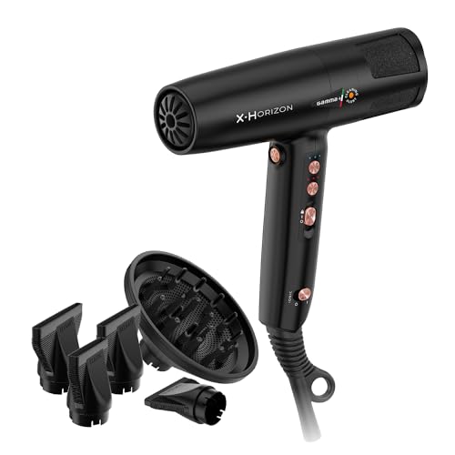 GAMMA+ X-Horizon Asciugacapelli Ionico, Phon Capelli Professionale Ultraleggero 290g, Tecnologia Dual Ionic, Alert LED Pulizia Filtro, Motore Digitale G-Tron 120.000 rpm, Made in Italy, Spina Schuko