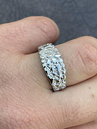 Men's Nugget Ring - Plain Solid 925 Sterling Silver Ring For Men - Sizes 6-134