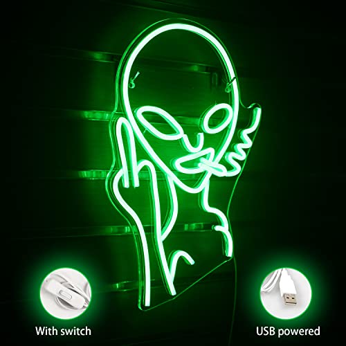 Alien Neon Light Sign for Wall Decor, USB Decorative Led Sign Novel Green Alien Neon Signs for Home,Kids Room,Bar, Club, Bedroom, Party - Image 5
