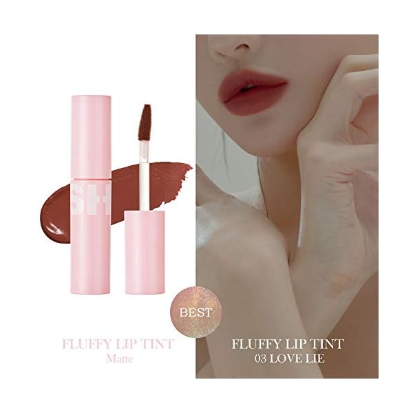 BLESSED MOON FLUFFY LIP TINTㅣ Long Lasting and Highly Pigmented Wine - Burgundy Matte Lip Tint, Moisturizing and Nourshing Lip Tint (03 LOVE LIE)
