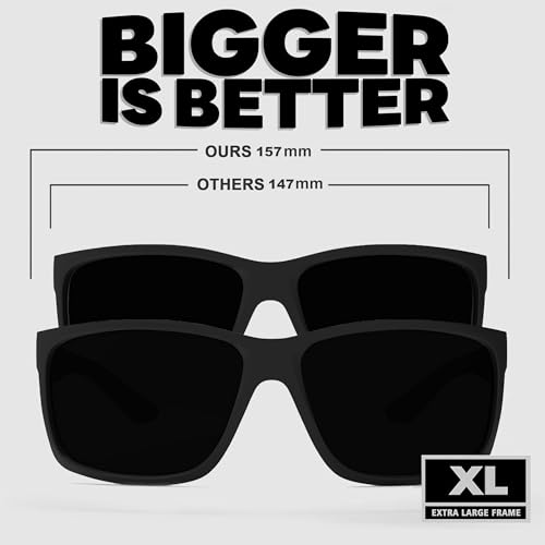 WISTON XXL Z87 Sunglasses for Men Women Fit Big Heads Sun Glasses UV400 Protection TR90 Frame Wide Square Sunglasses Z82424