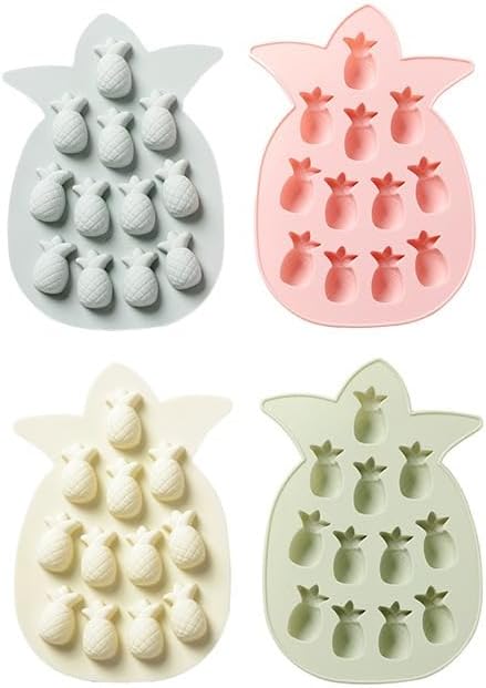 4 Pack Pineapple Silicone Molds, Pineapple Themed Baking Moulds for Chocolate, Ice Cube, Cake, Dessert, Candy, Mousse, Pastry, Handmade Soap, Cupcake Topper, Jelly, Pudding, Wax Melts