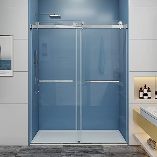 Mcocod Adjustable 62-66" W X 76" H Frameless Double Sliding Shower Door With 3/8" (10Mm) Clear Sgcc Tempered Glass And Stainless Steel Hardware #TOP20
