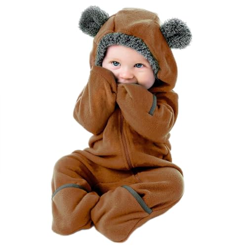 Image of Cuddle Club Fleece Baby Bunting Bodysuit Hoodie, Newborn - 5T | Infant Romper Hooded Sweater Outfit, Car Seat Friendly, Convertible Mittens & Booties, Warm Jacket, Winter Suit Clothes