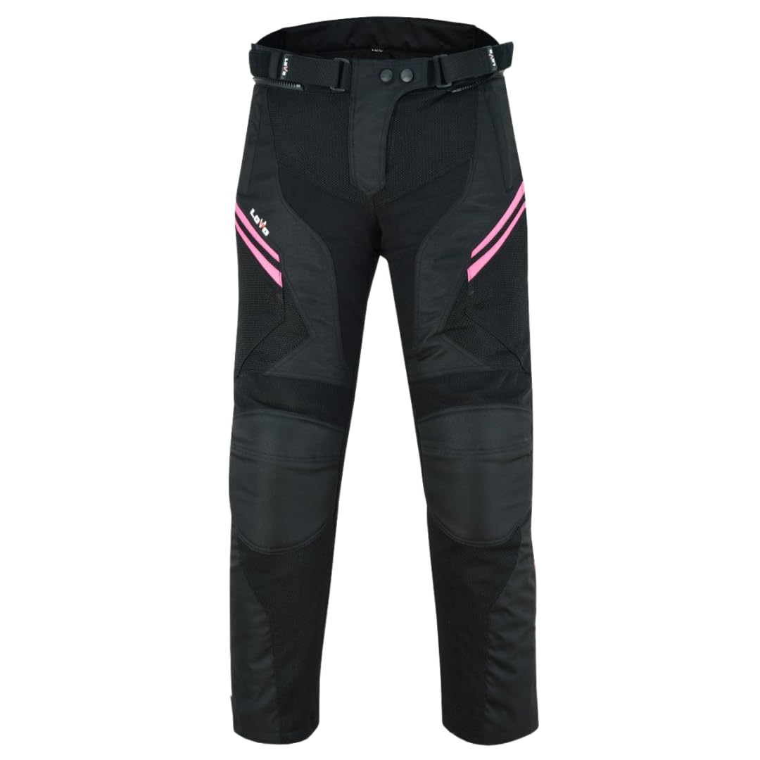 LOVO - Pantalones Moto Verano Mujer con Diseño Perforado - Ropa de Motociclismo Femenina de Alta Protección - Confort y Seguridad - Protectores en Rodillas y Caderas - Pantalon Moto Mujer