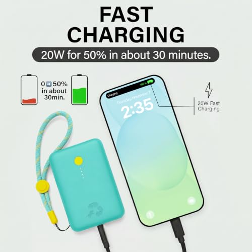 Image of Nimble Champ Portable Charger, 10000mAh Power Bank, 20W Dual USB-C Charging | Compatible with iPhone, Samsung, Tablet, iPad, MacBook, Travel Essential Power Bank with 2ft USB C Cable Included