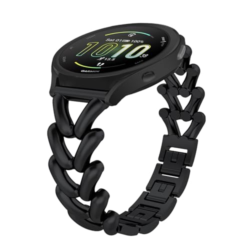 #VerdientProvisionen<br>20mm Metall Armband f?r Garmin Vivoactive 5/6/3/Forerunner 165/165 Music/245/245 music/645 music Metall Edelstahl Ersatzarmband f?r Garmin Venu Sq 2/Venu 2 Plus/Approach S50/S44 - Schwarz