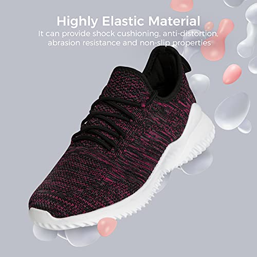 Image of Flysocks Slip On Sneakers for Women-Non Slip Gym Sports Shoes Lightweight Comfortable Walking Tennis Shoes, B- Black Pink Mix, 9