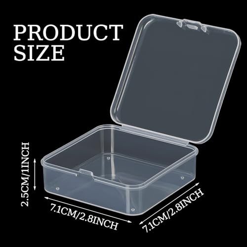 Image of TANEMUDO 100 Pcs 2.8 x 2.8 x 1 inches Inch Plastic Bead Storage Containers Box with Hinged Lid, Transparent Boxes for Beads, Jewelry, DIY Craft, Hardware, Game Pieces, and Small Items Organization