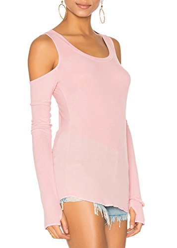 Image of Mippo Cold Shoulder Tops for Women Long Sleeve Workout Tops | Loose Fit, Off the Shoulder Top, Thumb Holes, Lightweight, Yoga and Casual, Easy to Care