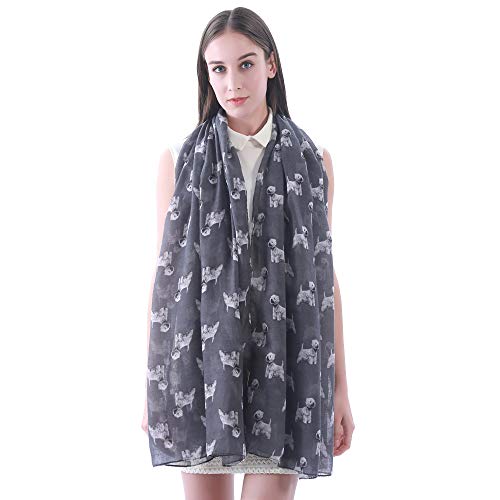 Lina & Lily West Highland White Terrier Dog Print Women's Scarf Shawl Wrap Lightweight3