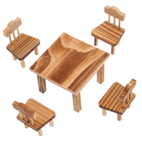 Milisten Conjunto De Muebles Pequeños De Imitación Estilo Retro Mesa y Sillas Decoración Miniatura Hogar Juguetes De Madera para Colección