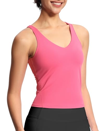 Image of THE GYM PEOPLE Women's Longline Sports Bra Wirefree Padded Workout Yoga Tank Top