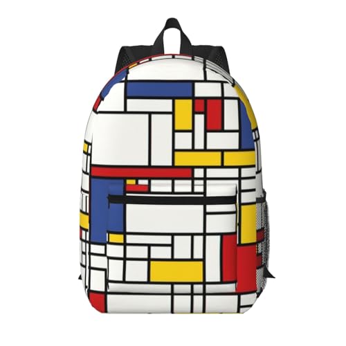 Sac à dos quotidien imprimé abstrait noir 43 cm multi-poches