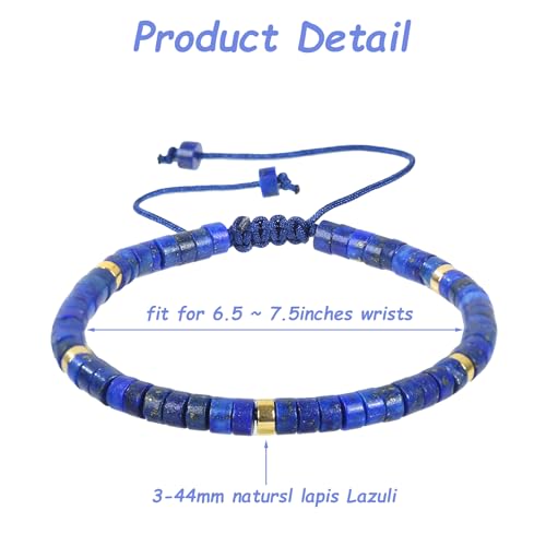 Lapis Lazuli Bracelet - Genuine Lapis Lazuli Natural Stone, Healing Bracelets for Women Crystal Bracelet Anti Anxiety Stress Relief Delicate Spiritual Protection December Birthstone Gifts2