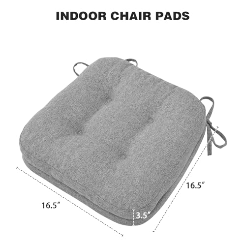 TANYOO Chair Pads for Dining Chairs 2 Pack, Tufted Memory Foam Kitchen Seat Cushions, Non-Slip Dining Chair Cushions with Ties, 42x41x7cm, (2, Grey) - Cosy Home Interiors TANYOO Chair Pads for Dining Chairs 2 Pack, Tufted Memory Foam Kitchen Seat Cushions, Non-Slip Dining Chair Cushions with Ties, 42x41x7cm, (2, Grey) - Image 3