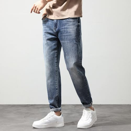 Jeans Pants Trouser Denim Large Size Stretch Trendy Fat Plus Vintage Thin Casual Commuter Straight Leg for Men3