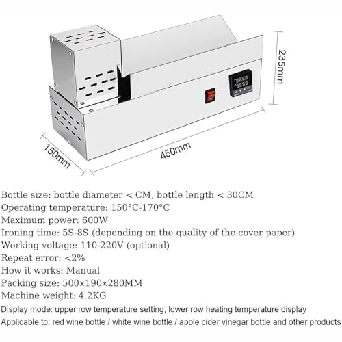 600W Wine Bottle Sealer, narzędzie LCD do termokurzywyjnej do zakrętek poniżej 80mm, maszyna do szwów ze stali nierdzewnej z precyzyjną kontrolą temp do domowego zaparzania i użytku dla małych firm