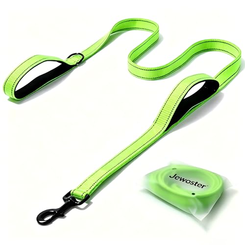 Image of Heavy Duty Dog Leash - 2 Handles by Padded Traffic Handle for Extra Control, 6foot Long - Perfect for Medium to Large Dogs (6 ft, Bright Green)
