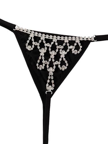 Image of RoseSeek Women's Sparkling Butterfly Chain Underwear Low Rise Cheeky G String Panty